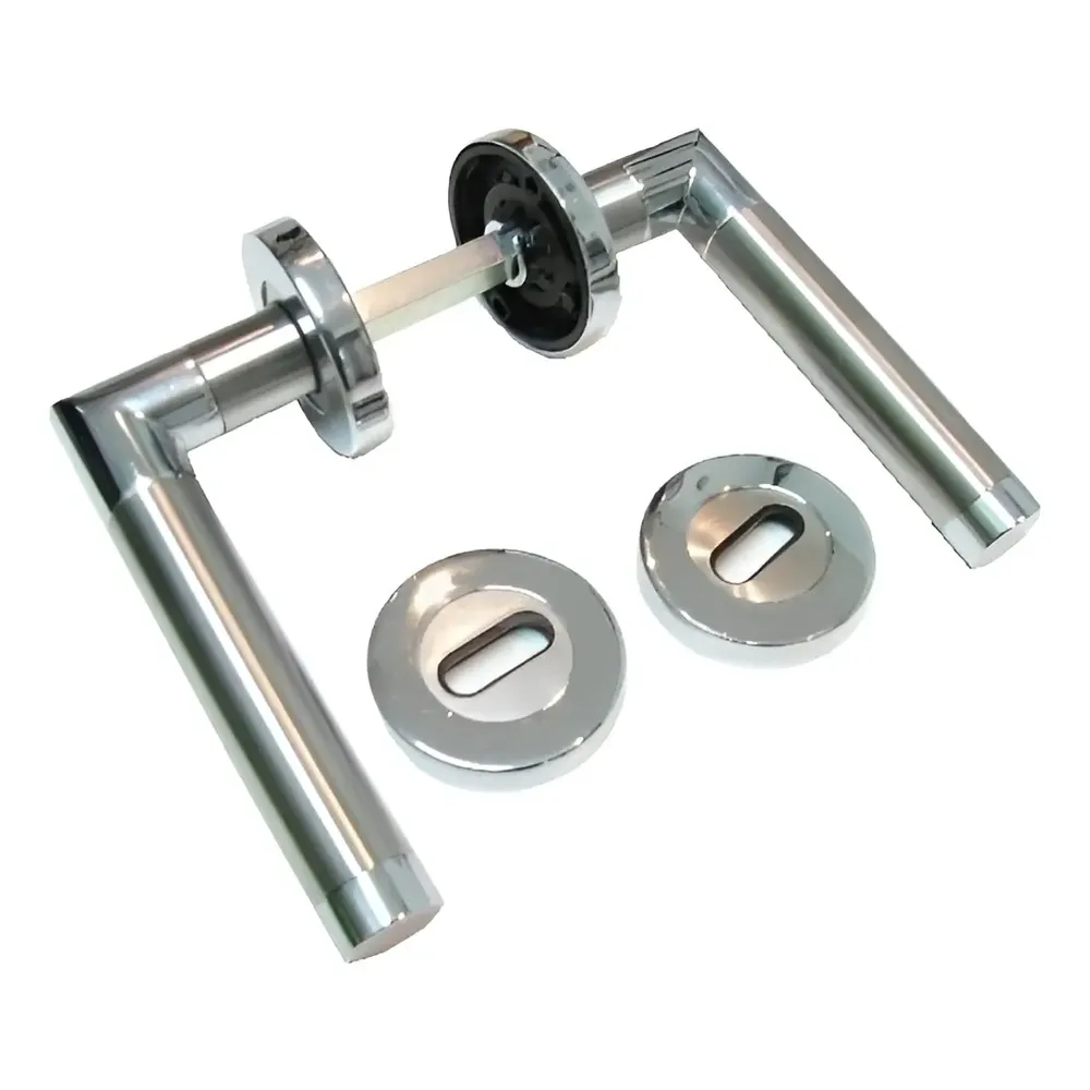 Manija Doble Currao Tropea Aluminio Cromo Satinado Interior