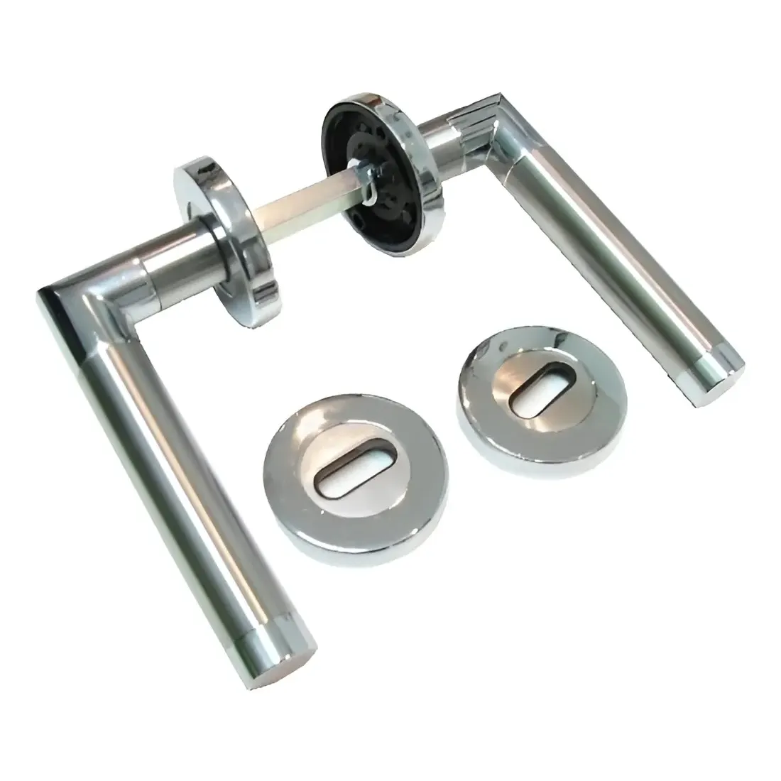 Manija Doble Currao Tropea Aluminio Cromo Satinado Interior